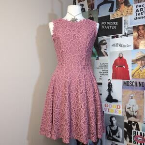 Romantic Lace Pink Midi Dress